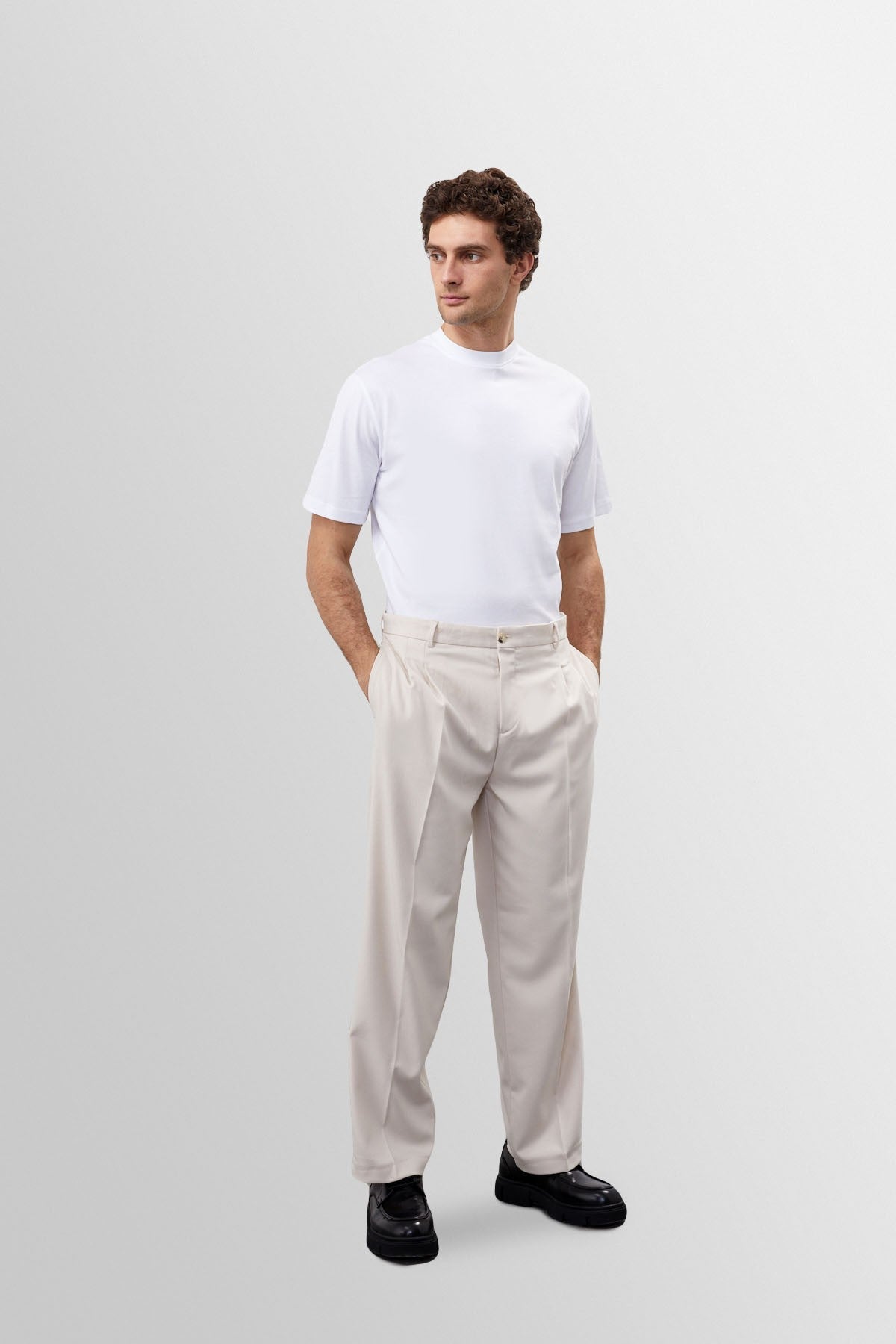 High-Waisted Pleated Relaxed-Fit Men's Pants