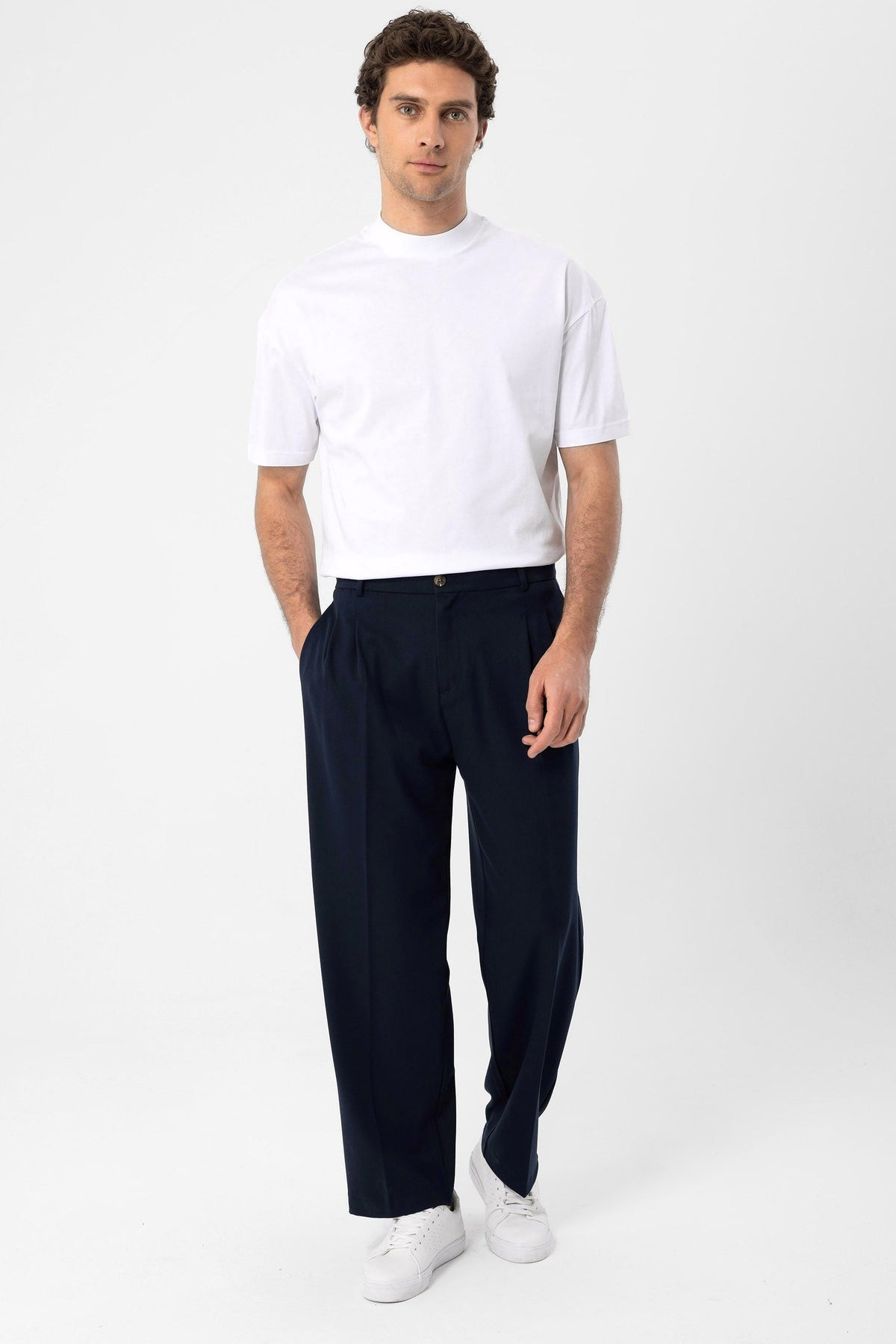 High-Waisted Pleated Relaxed-Fit Men's Pants