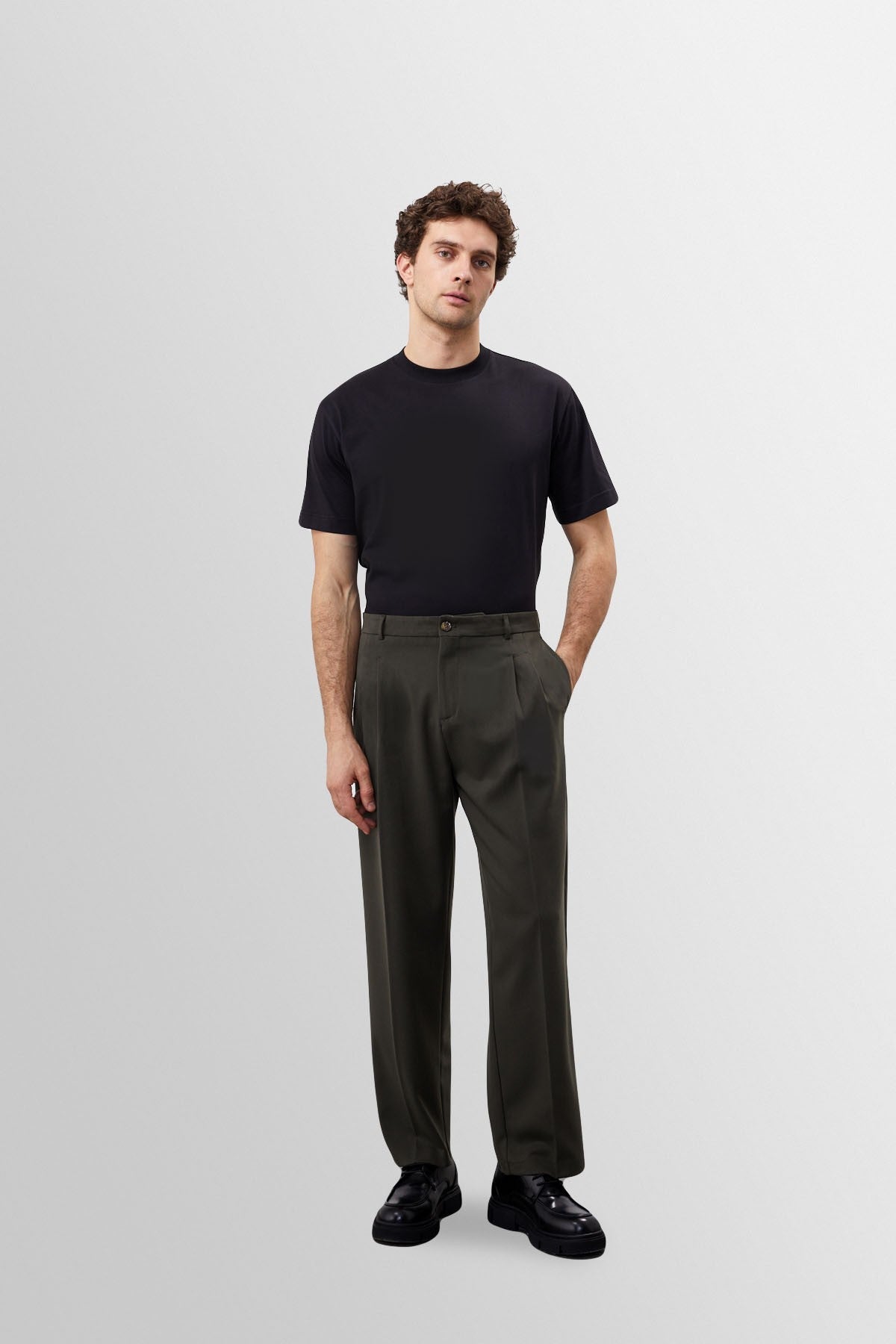 High-Waisted Pleated Relaxed-Fit Men's Pants
