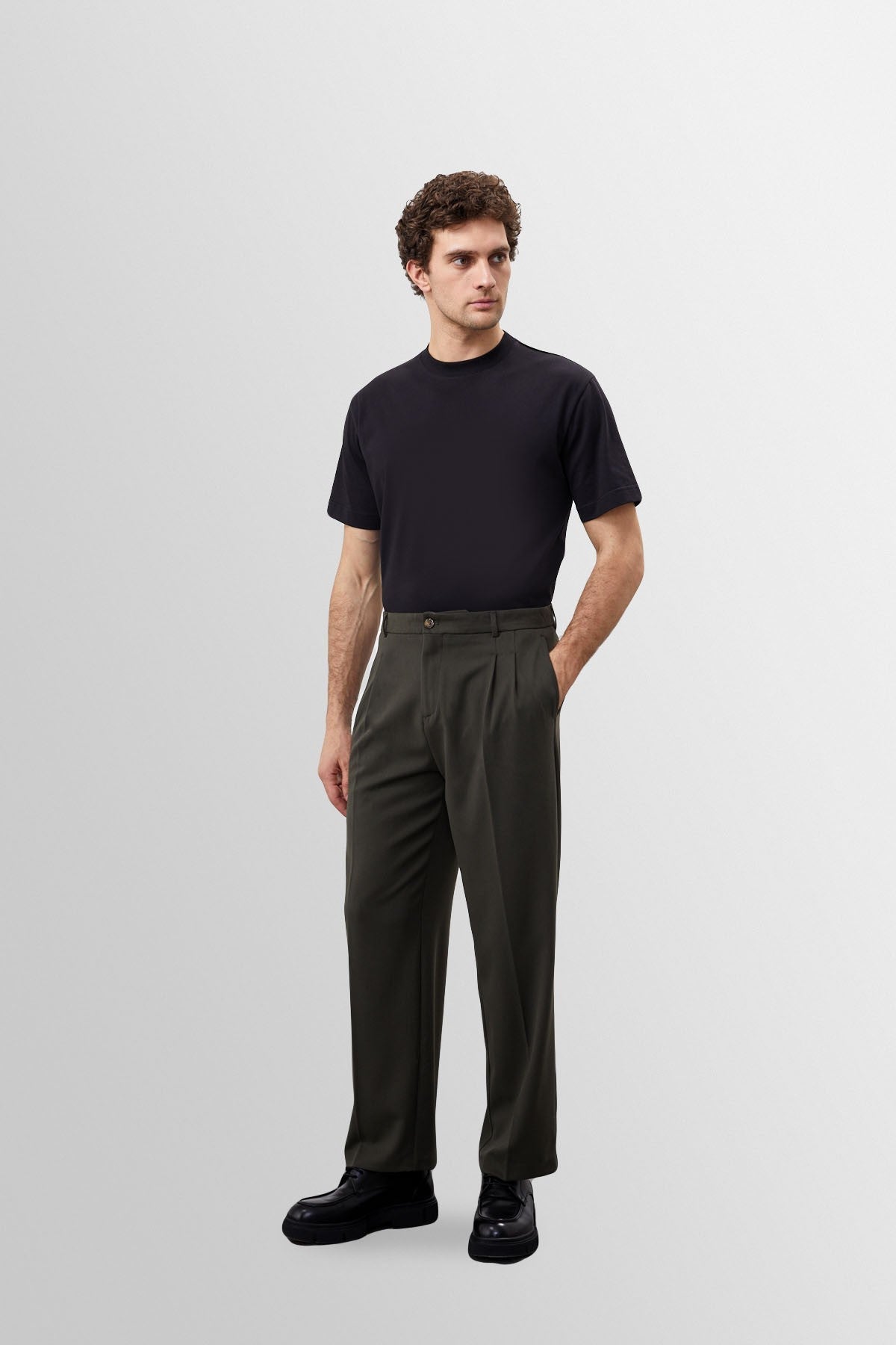 High-Waisted Pleated Relaxed-Fit Men's Pants