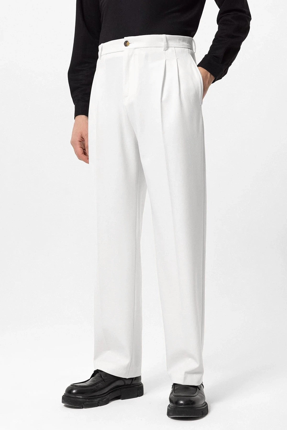 High-Waisted Pleated Relaxed-Fit Men's Pants