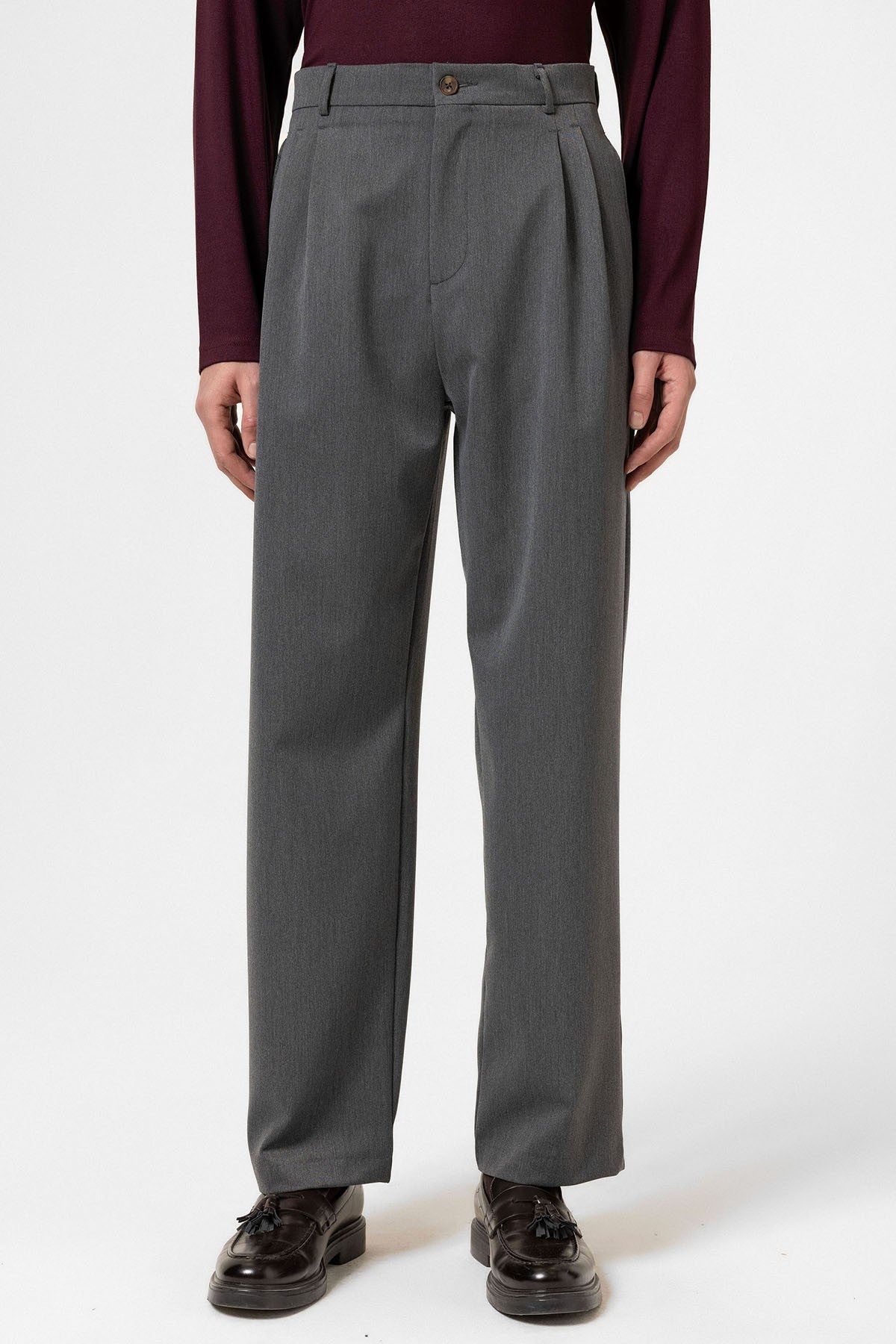 High-Waisted Pleated Relaxed-Fit Men's Pants