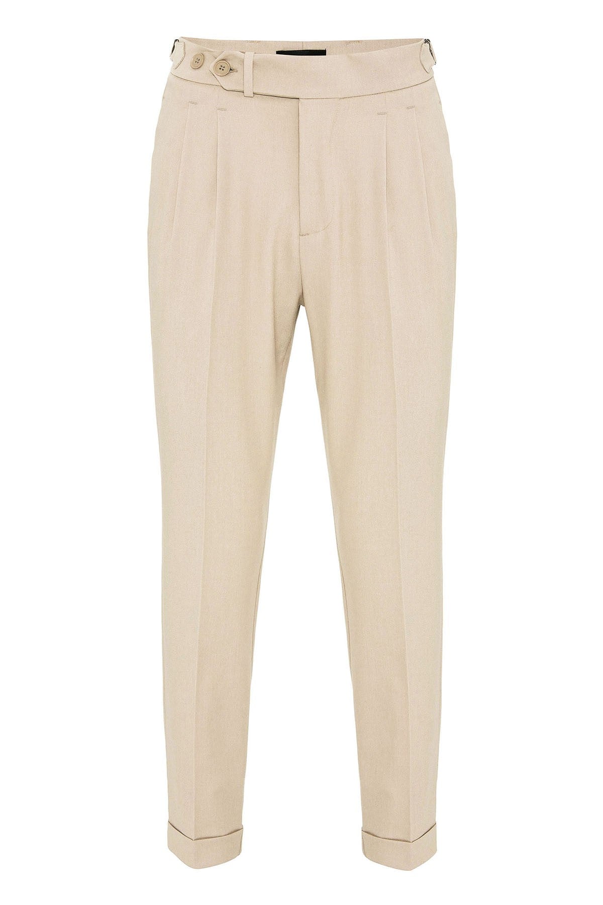 High-Waisted Pleated Carrot-Fit Men's Pants