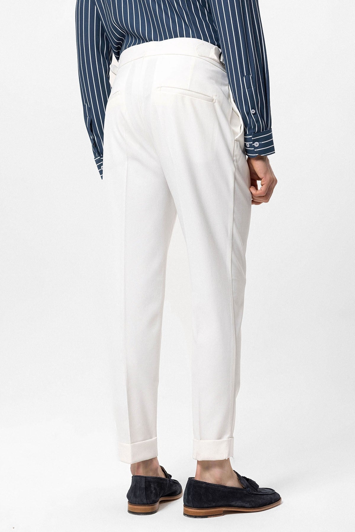 High-Waisted Pleated Carrot-Fit Men's Pants