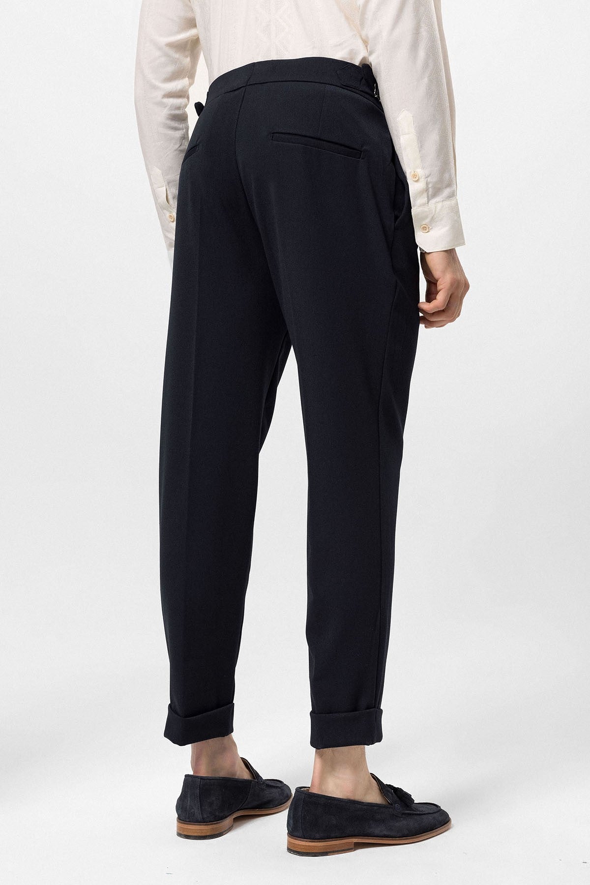 High-Waisted Pleated Carrot-Fit Men's Pants