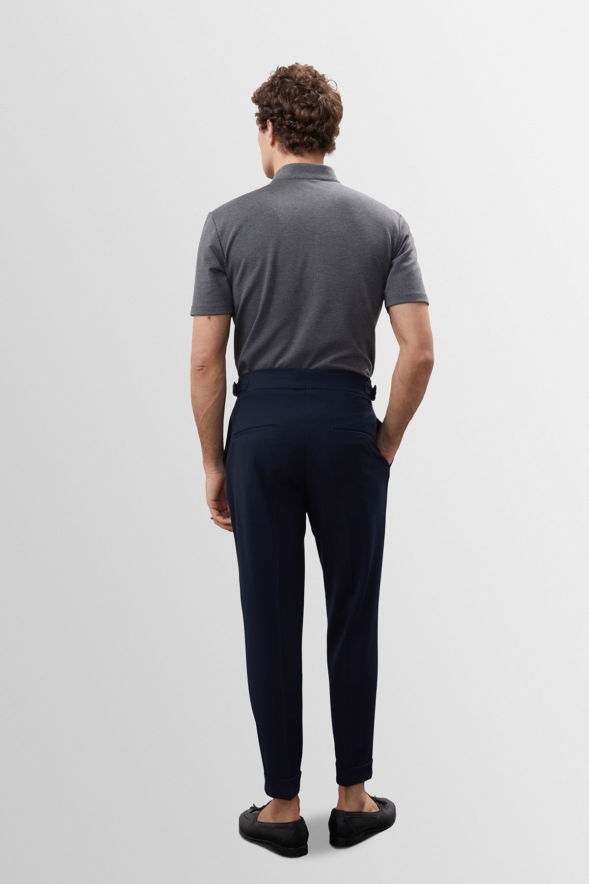 High-Waisted Pleated Carrot-Fit Men's Pants