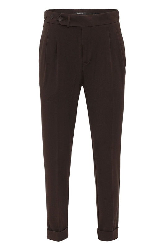 High-Waisted Pleated Carrot-Fit Men's Pants