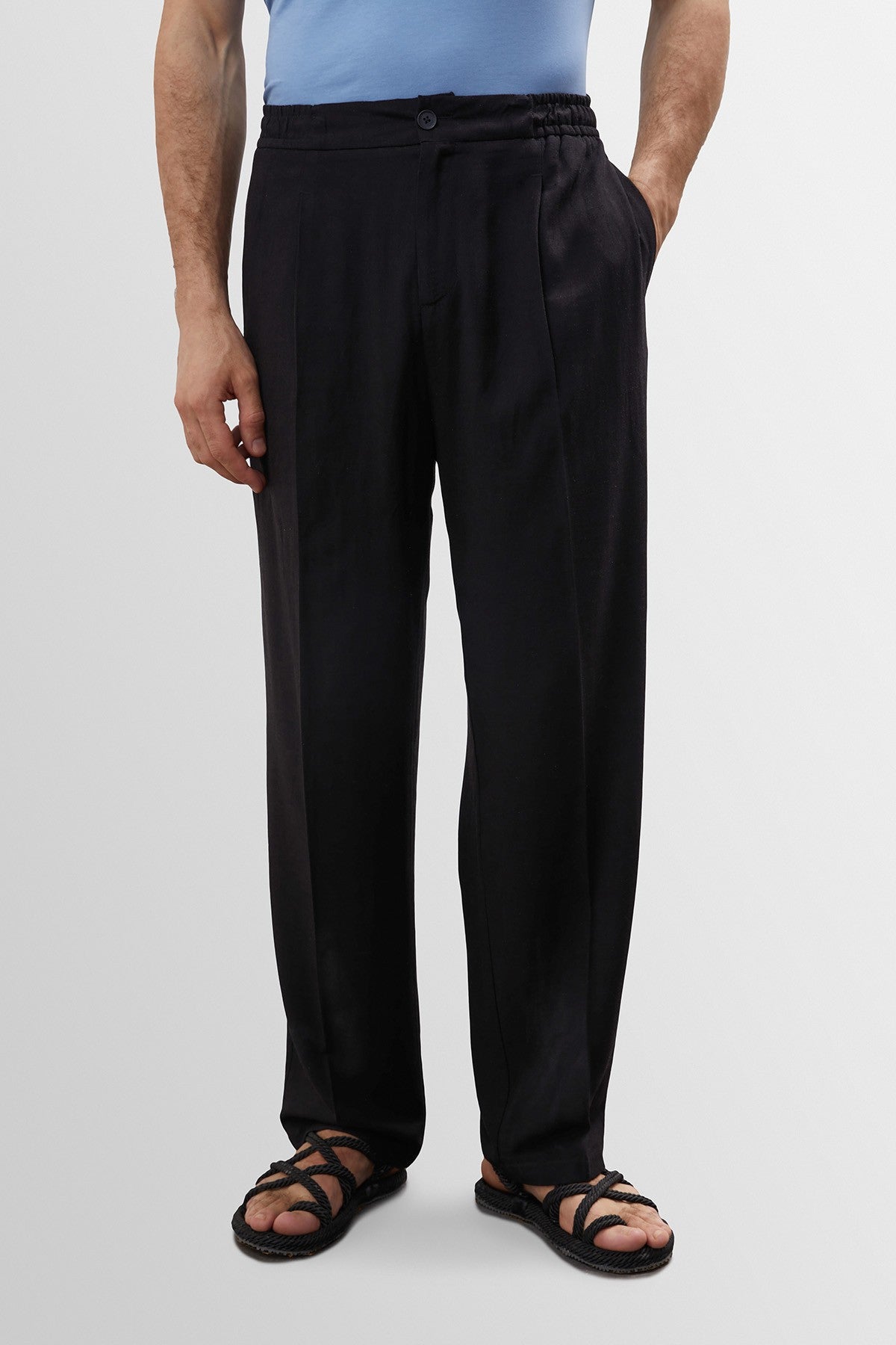 Antioch High-Waisted Pleated Linen-Blend Men's Pants