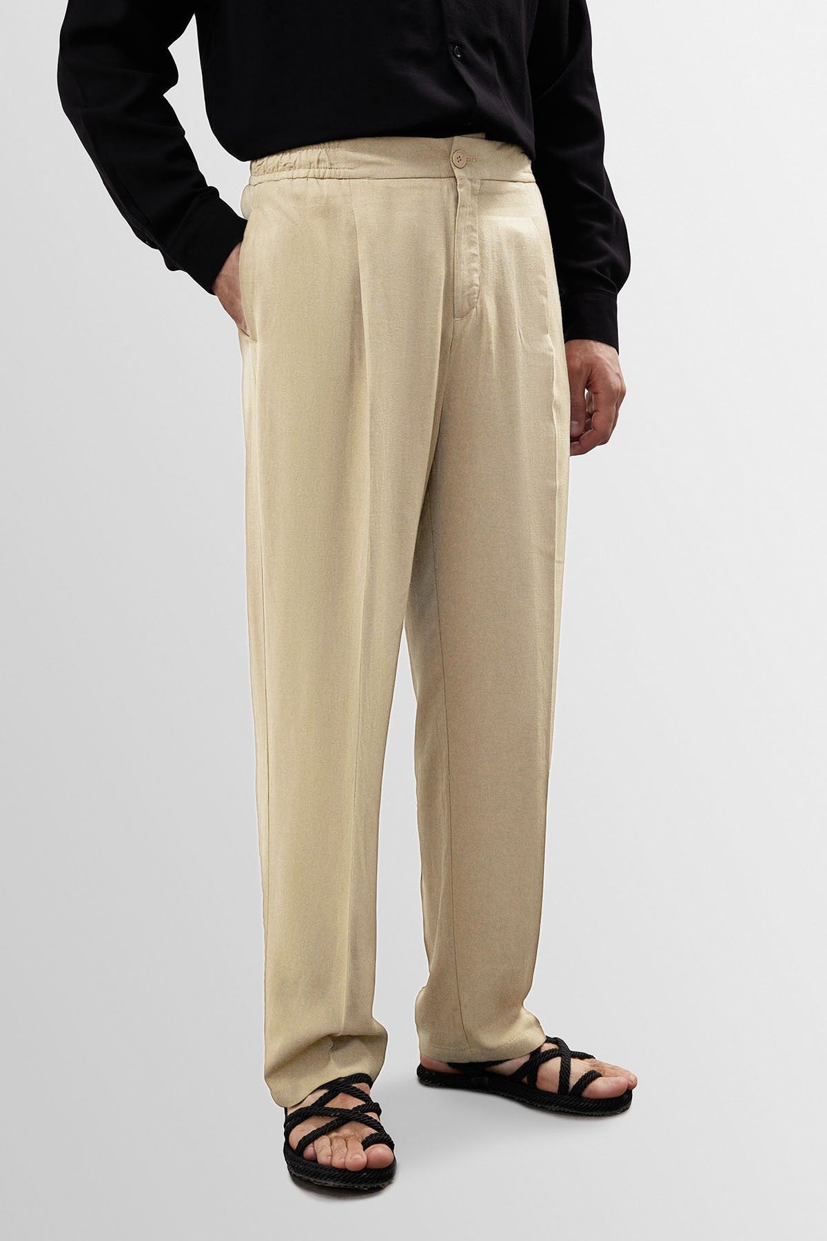 Antioch High-Waisted Pleated Linen-Blend Men's Pants