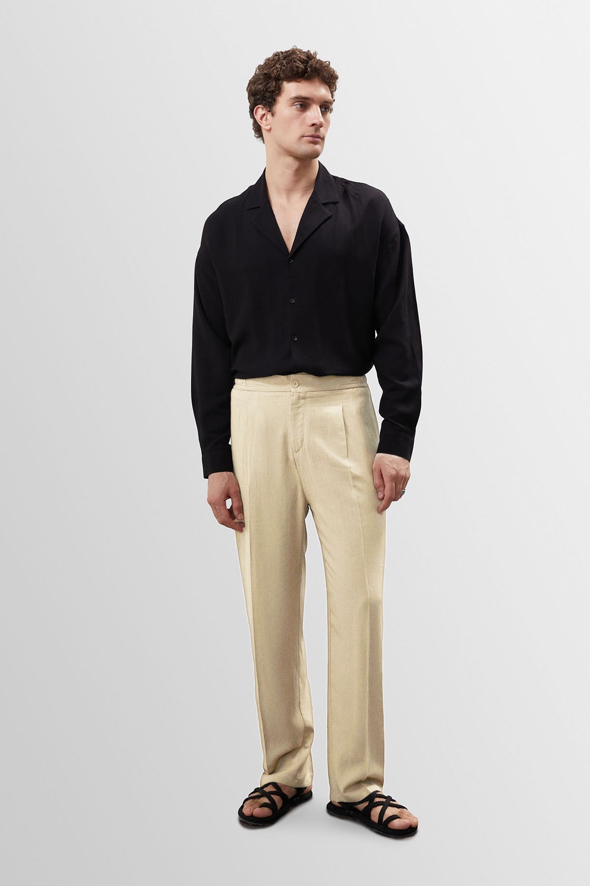 Antioch High-Waisted Pleated Linen-Blend Men's Pants