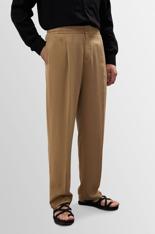 Antioch High-Waisted Pleated Linen-Blend Men's Pants
