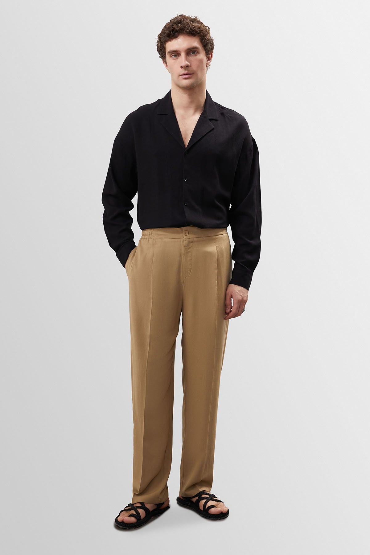 Antioch High-Waisted Pleated Linen-Blend Men's Pants