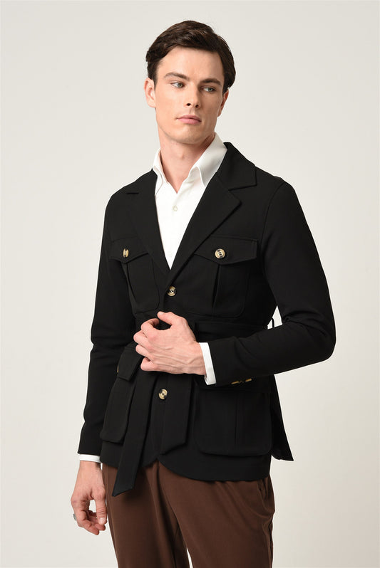 Antioch Men's Jacket with Collar and Belt, All-Season Coat