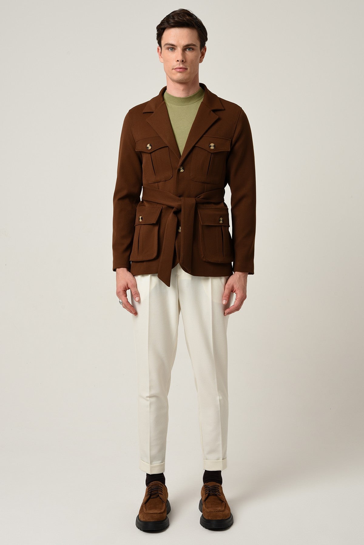 Antioch Men's Jacket with Collar and Belt, All-Season Coat