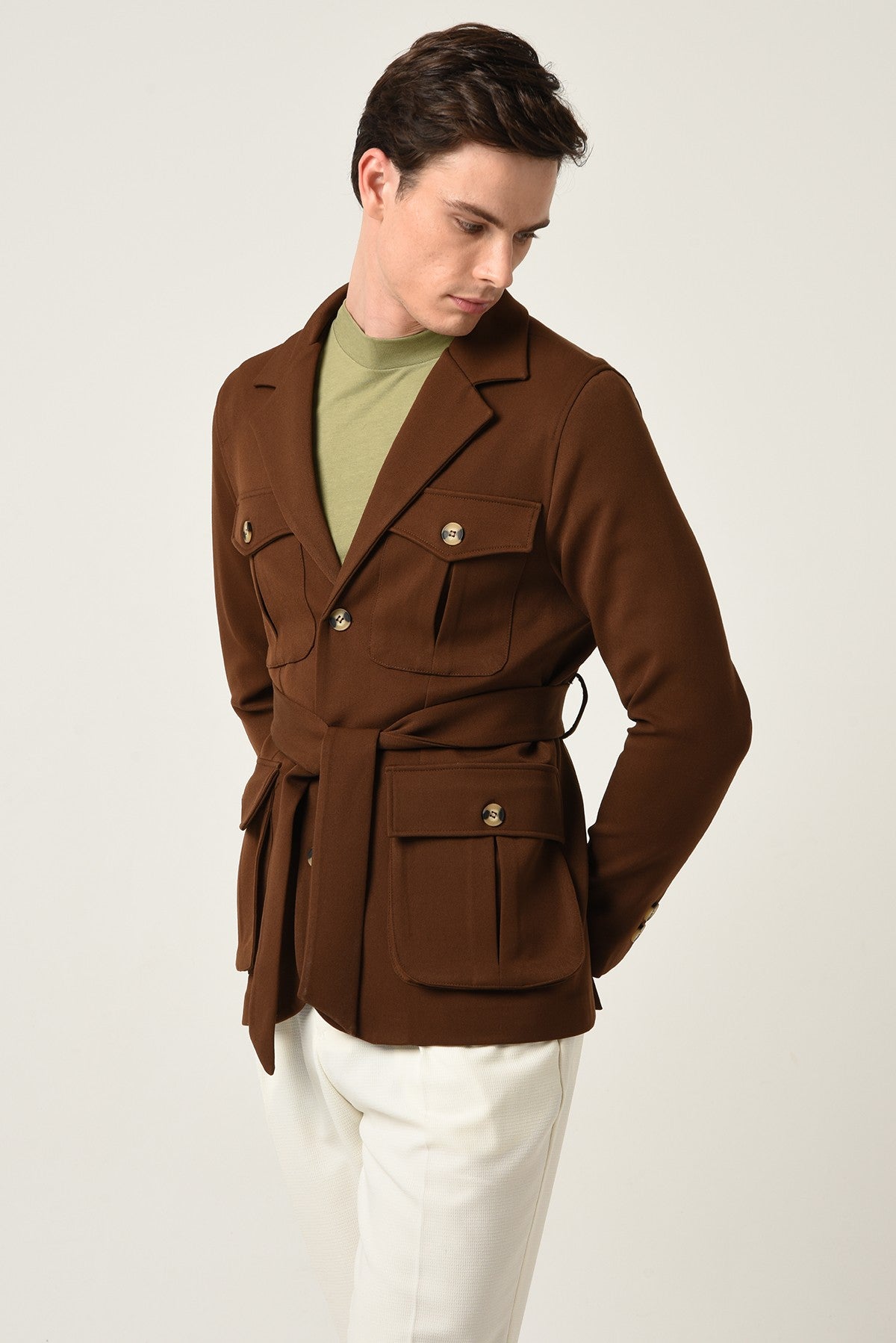 Antioch Men's Jacket with Collar and Belt, All-Season Coat