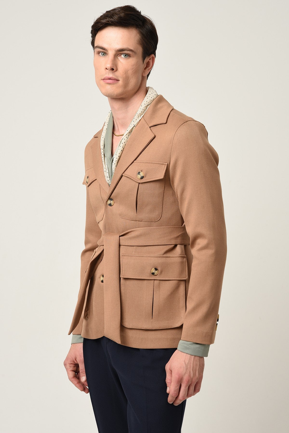 Antioch Men's Jacket with Collar and Belt, All-Season Coat