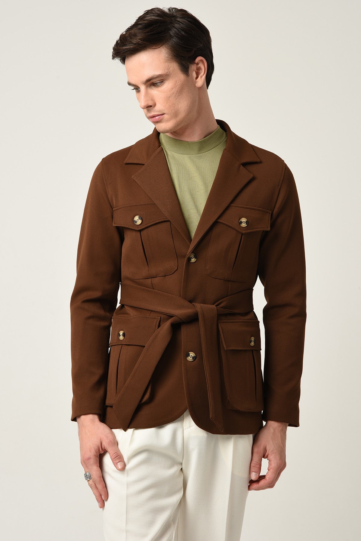 Antioch Men's Jacket with Collar and Belt, All-Season Coat