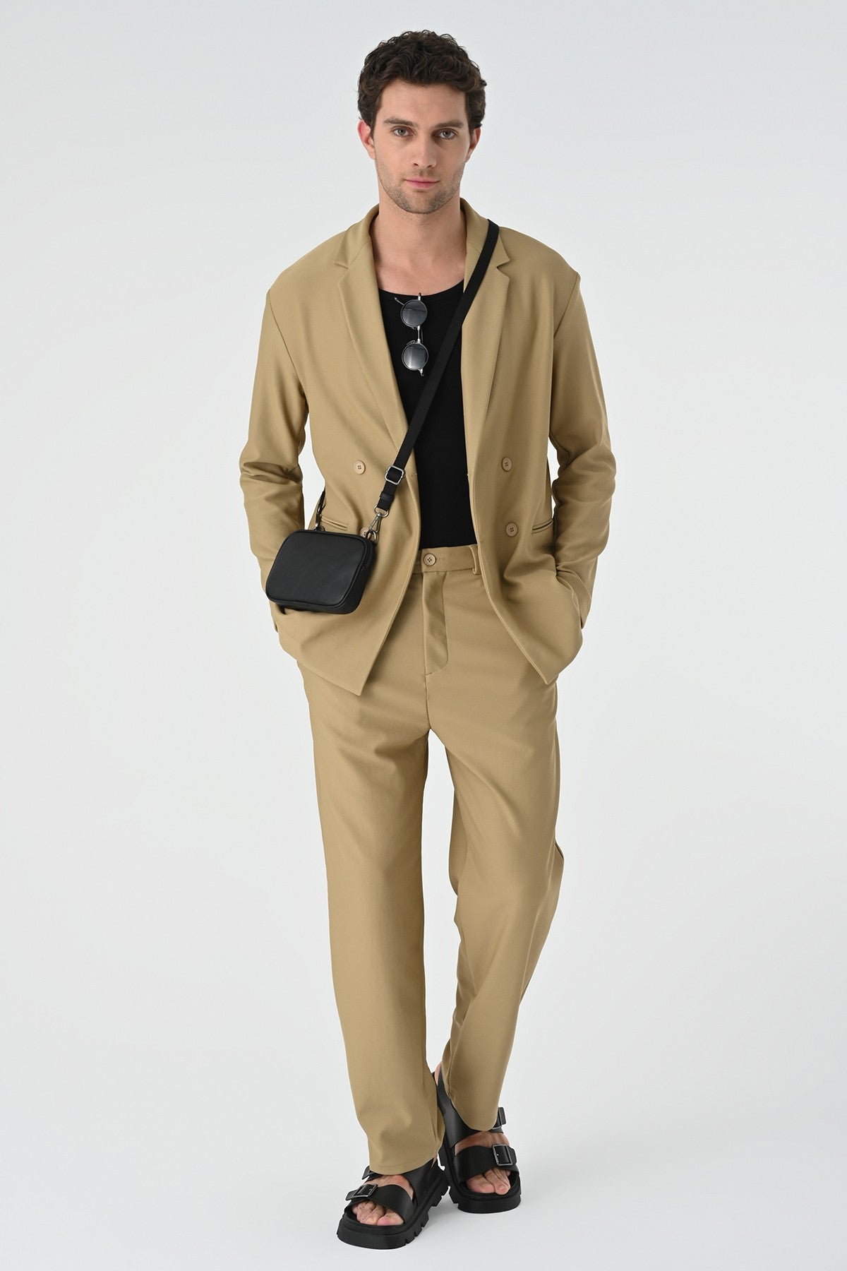 Relaxed-Fit Double-Breasted Men's Suit