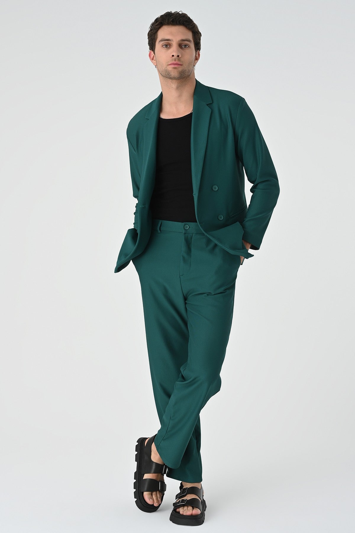 Relaxed-Fit Double-Breasted Men's Suit