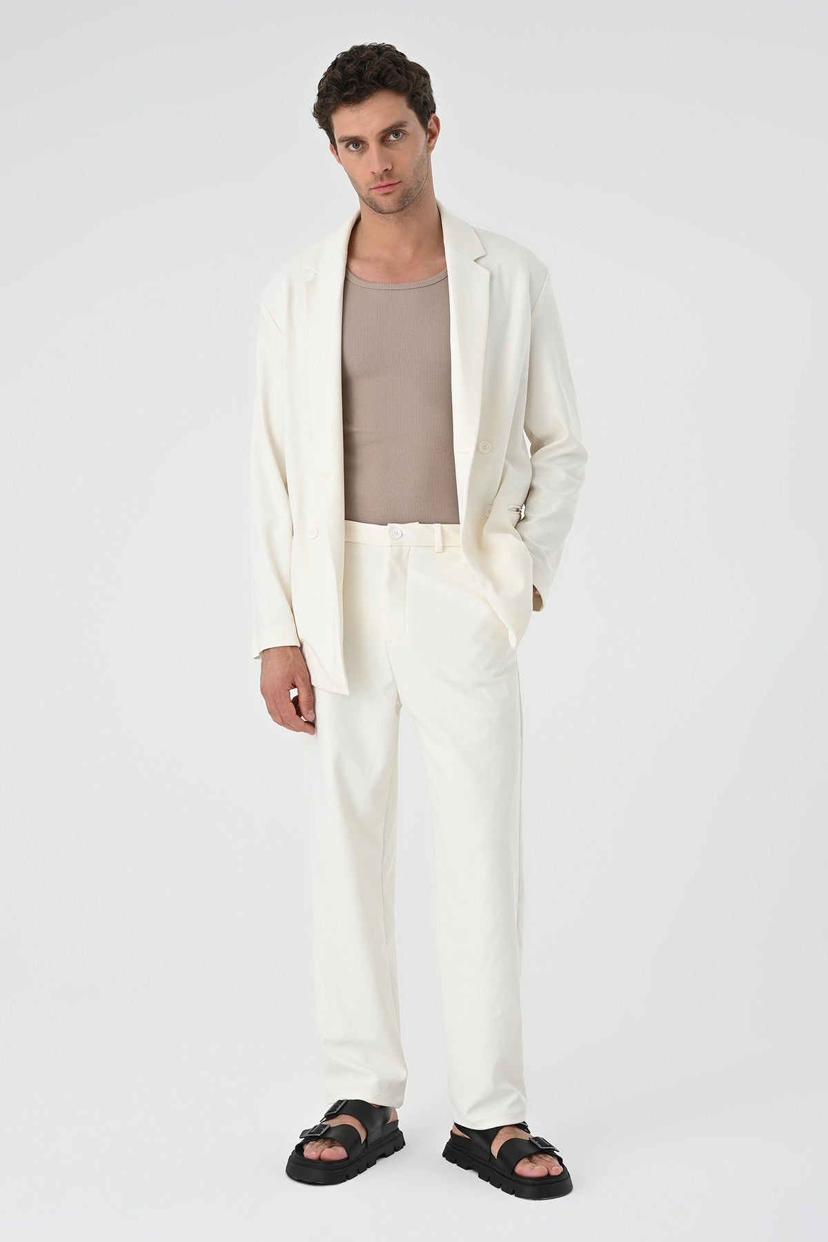 Relaxed-Fit Double-Breasted Men's Suit