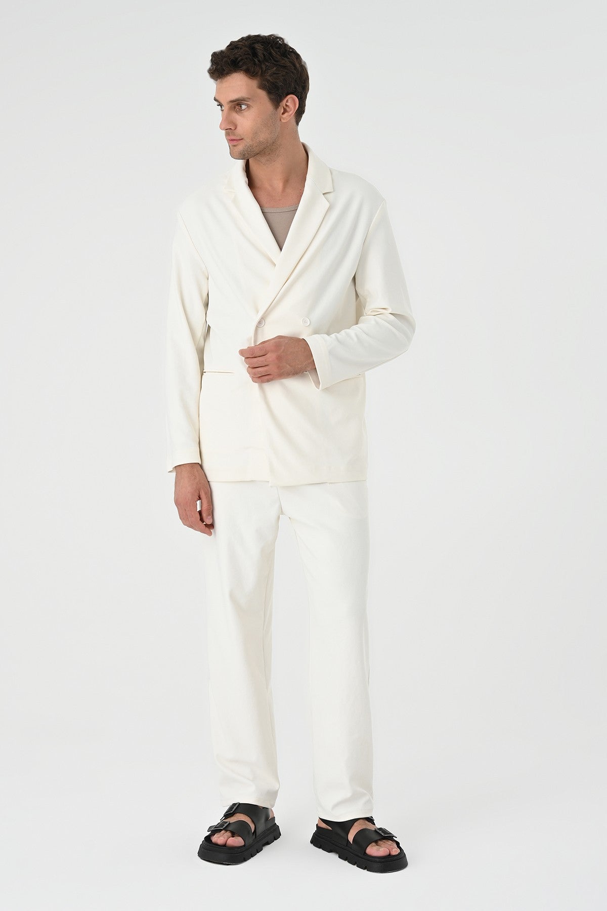 Relaxed-Fit Double-Breasted Men's Suit