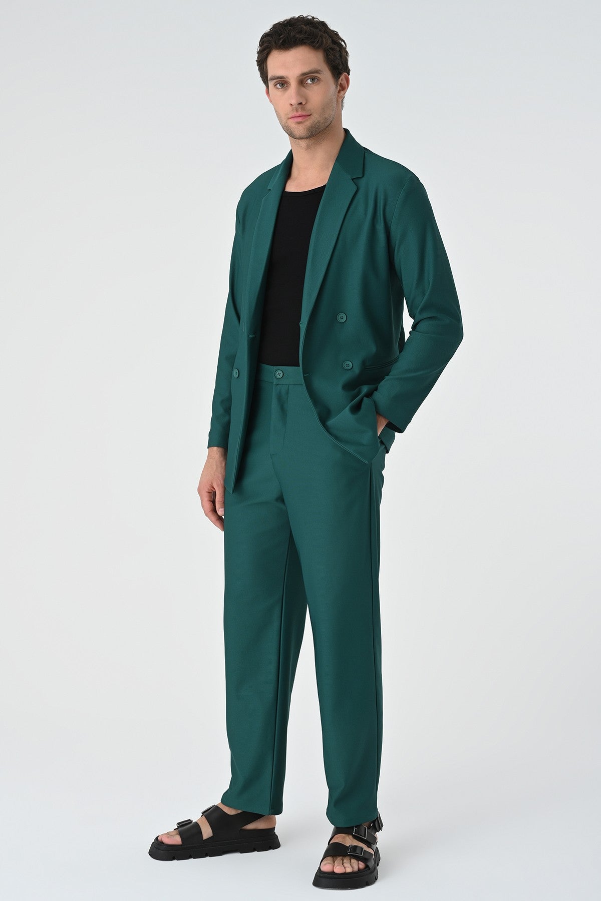 Relaxed-Fit Double-Breasted Men's Suit
