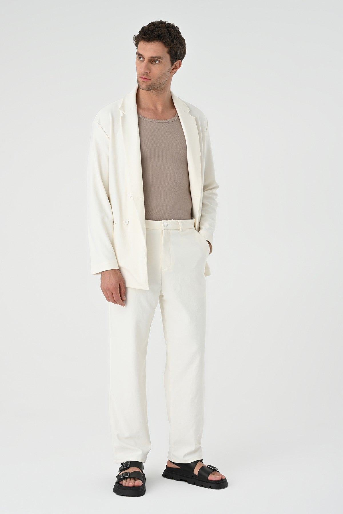 Relaxed-Fit Double-Breasted Men's Suit