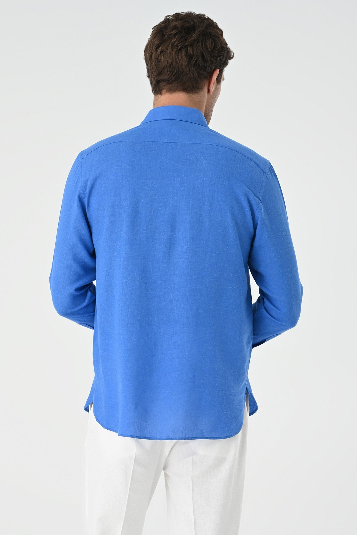 Men's Long-Sleeved Shirt with Half-Button Closure