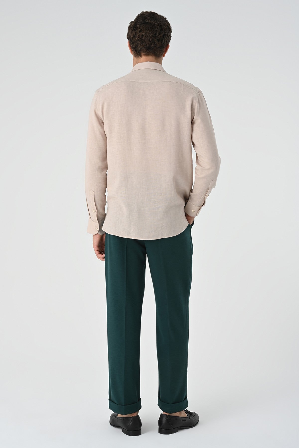 Men's Long-Sleeved Shirt with Half-Button Closure