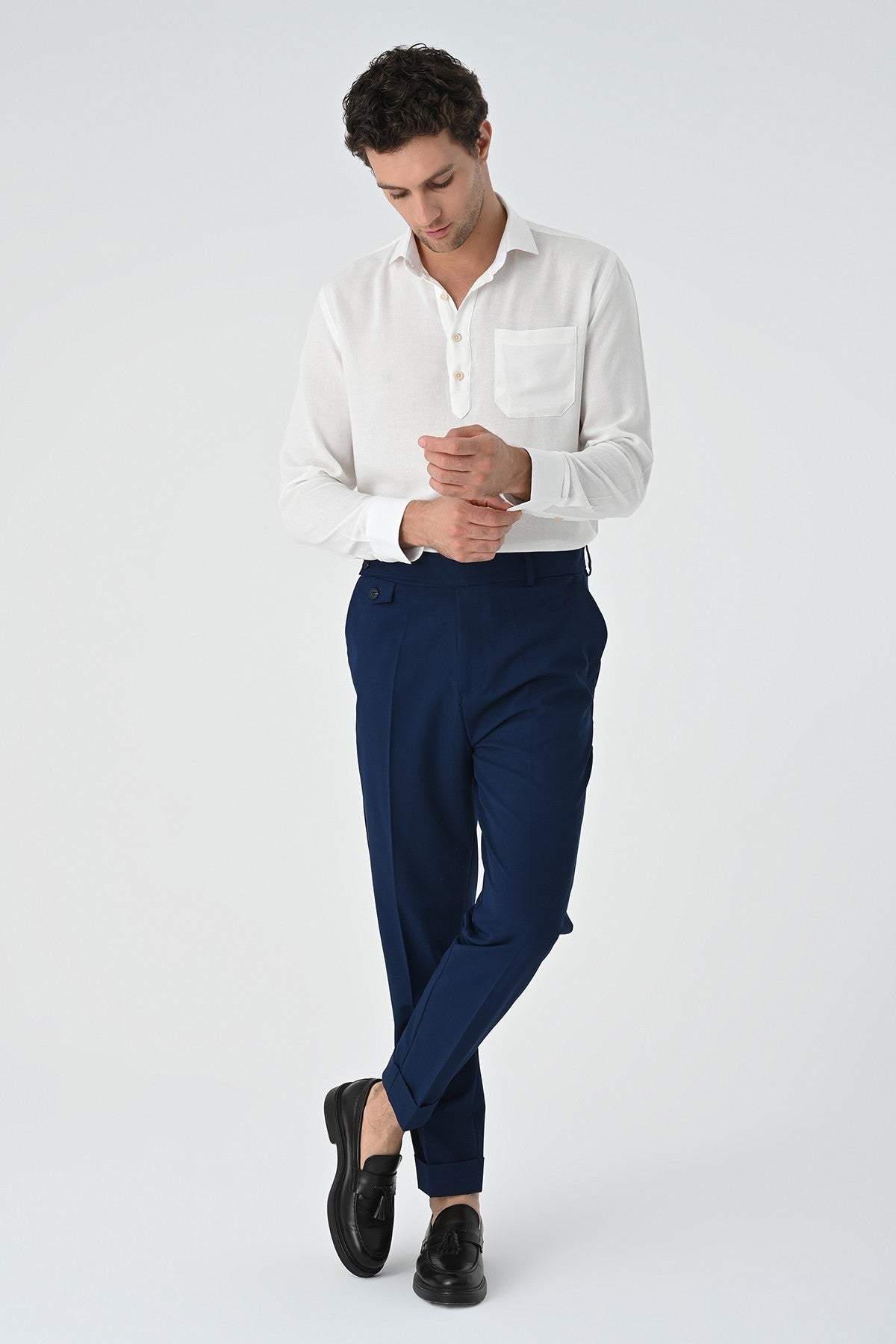 Men's Long-Sleeved Shirt with Half-Button Closure