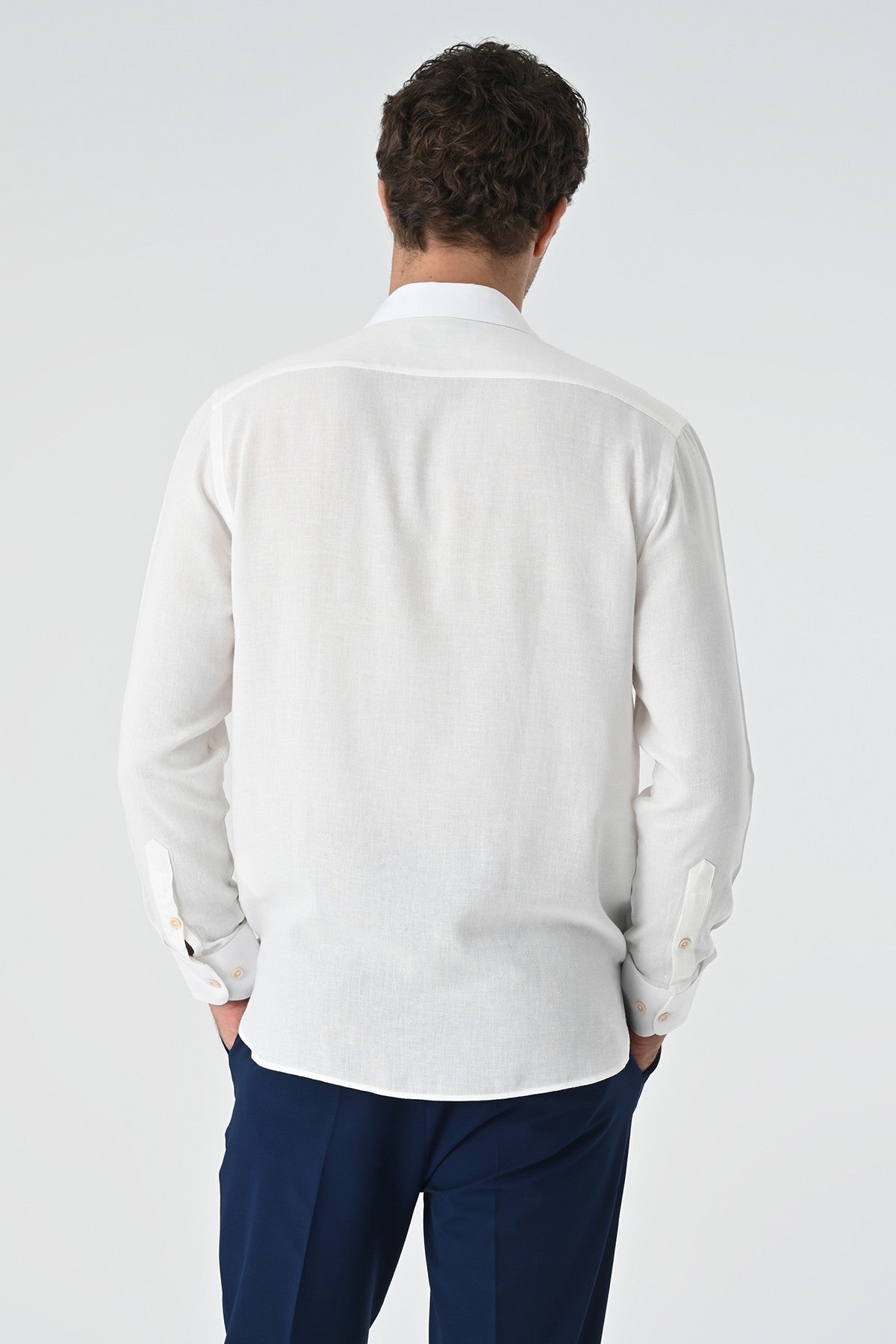 Men's Long-Sleeved Shirt with Half-Button Closure