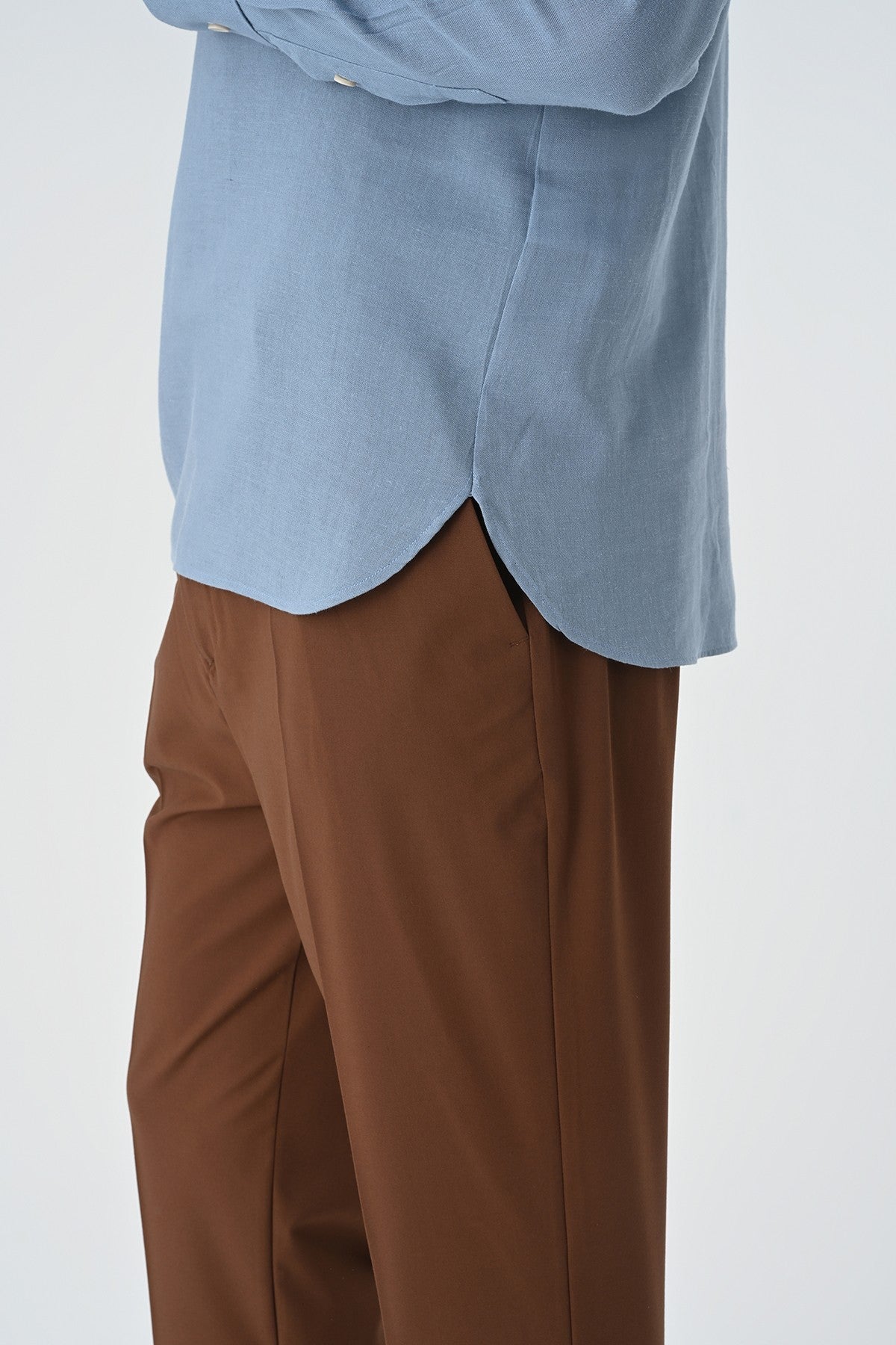 Men's Long-Sleeved Shirt with Half-Button Closure