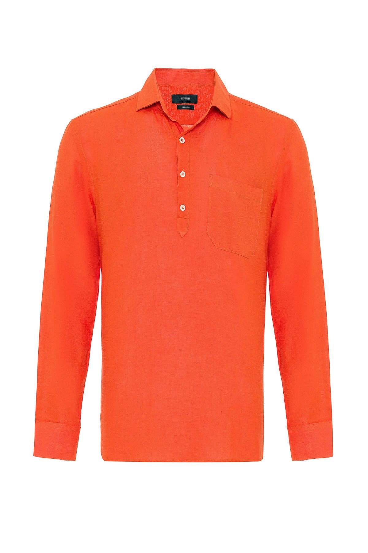 Men's Long-Sleeved Shirt with Half-Button Closure