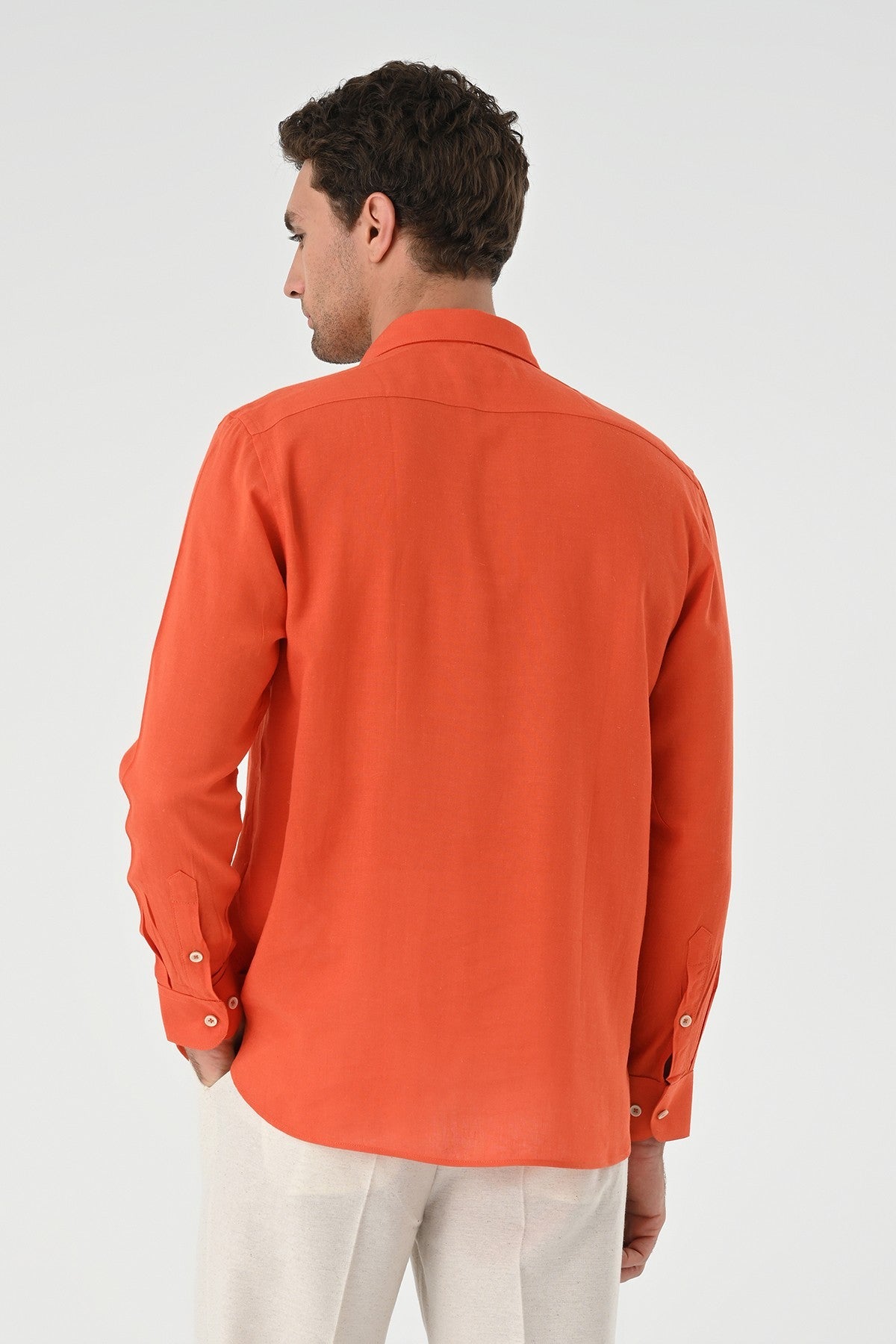 Men's Long-Sleeved Shirt with Half-Button Closure