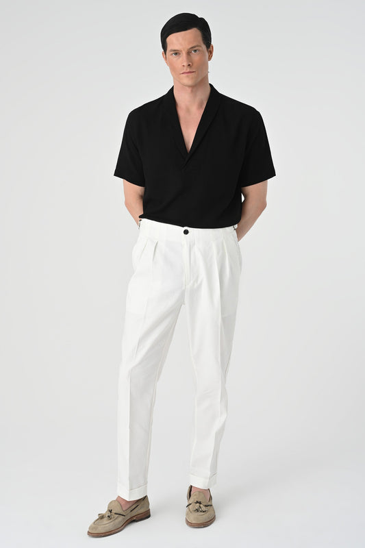 Antioch Relax Fit Short-Sleeved Men's Shirt with a Shawl Collar