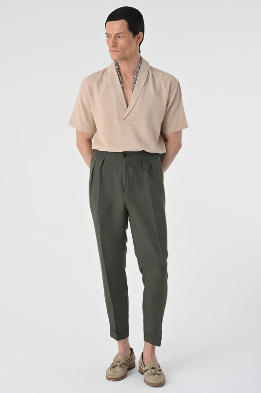 Antioch Relax Fit Short-Sleeved Men's Shirt with a Shawl Collar