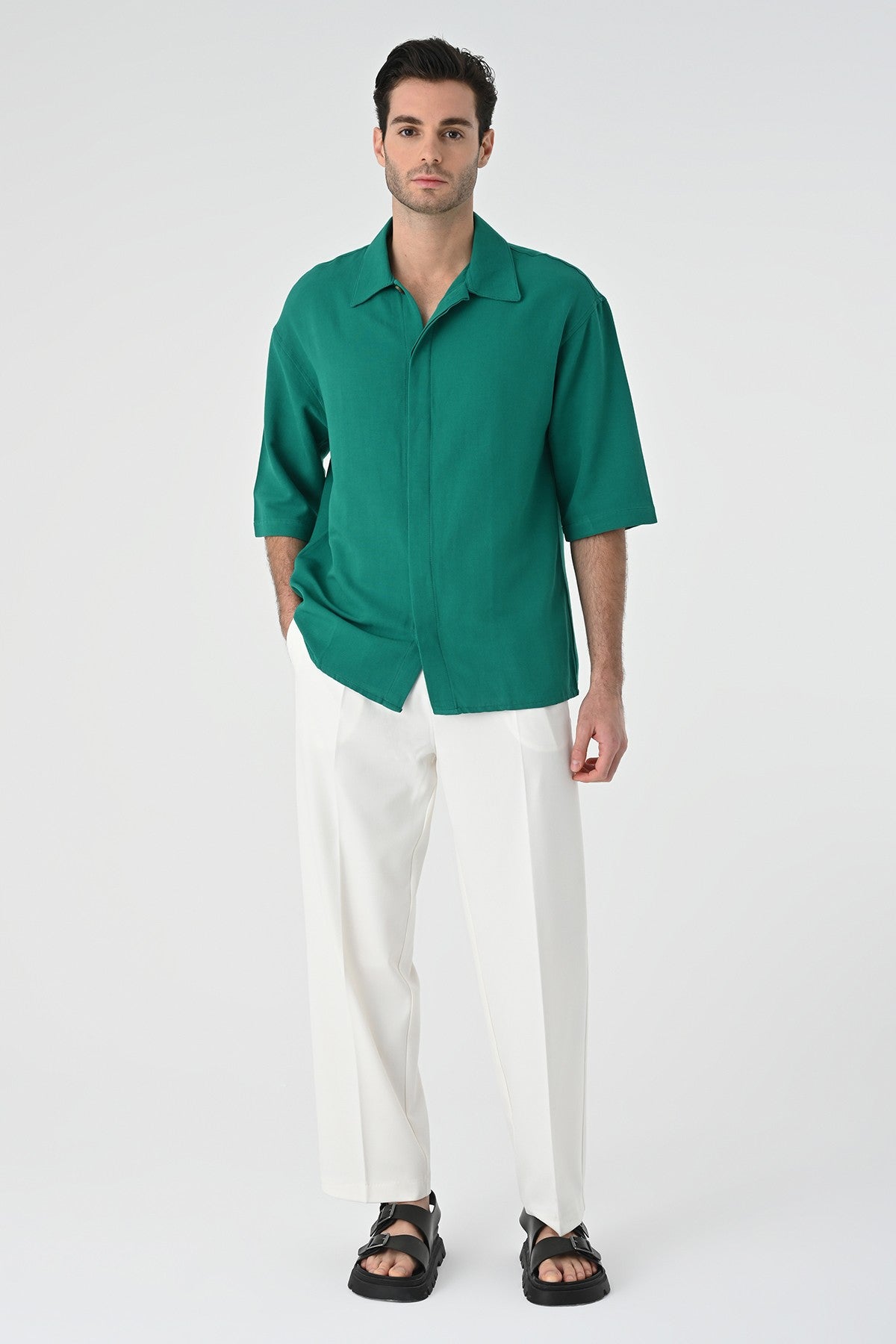 Antioch Fakir Sleeve Hidden-Button Closure Oversized Men's Shirt
