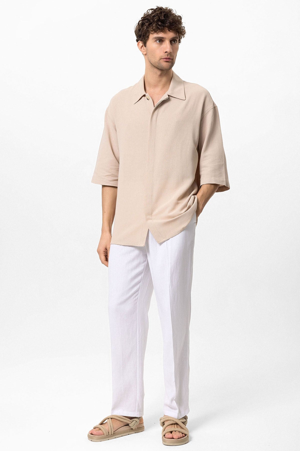Antioch Fakir Sleeve Hidden-Button Closure Oversized Men's Shirt