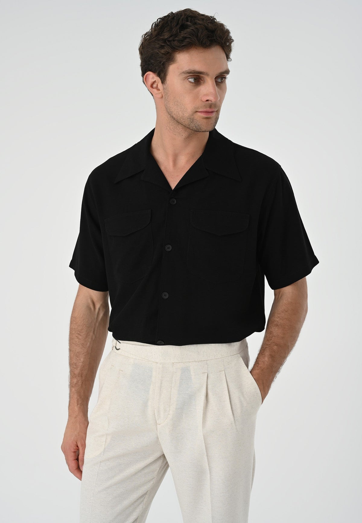 Antioch Men's Shirt with Apache Collar and Pocket Details