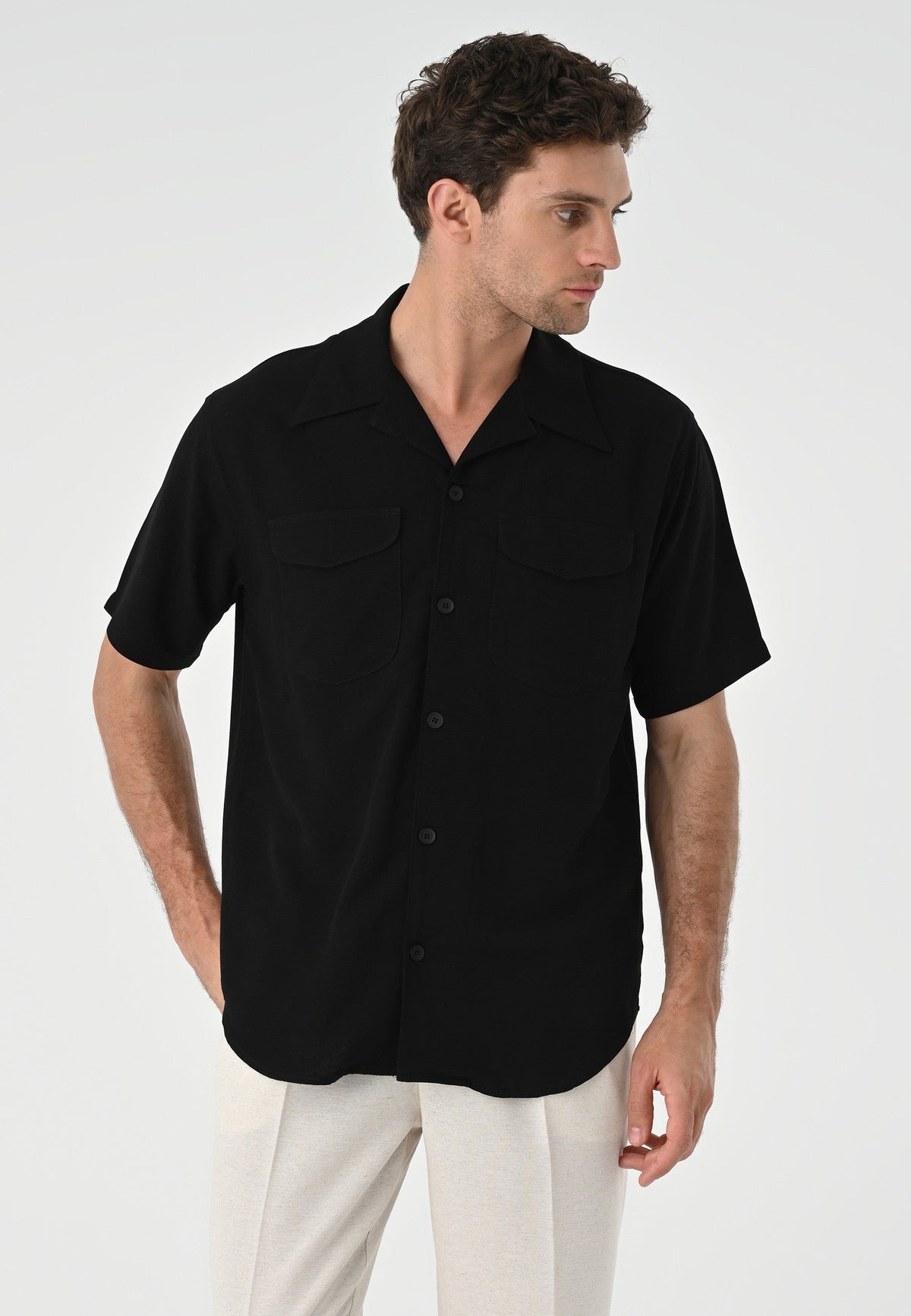 Antioch Men's Shirt with Apache Collar and Pocket Details