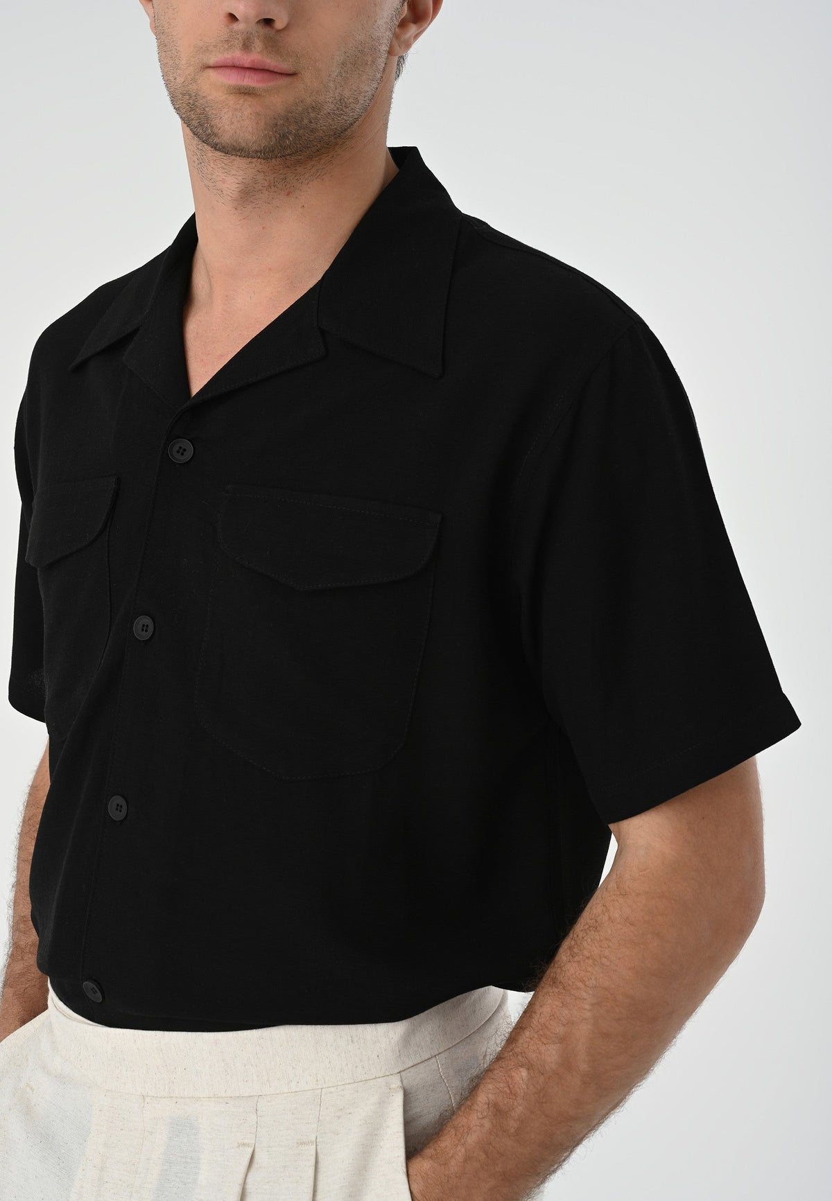 Antioch Men's Shirt with Apache Collar and Pocket Details