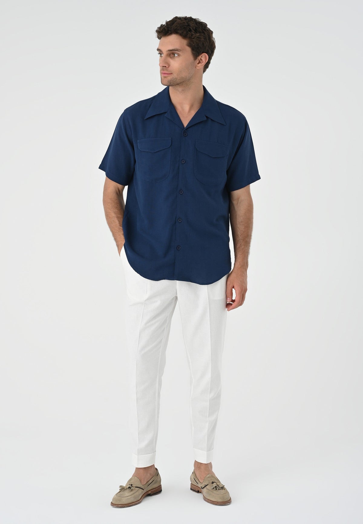 Antioch Men's Shirt with Apache Collar and Pocket Details