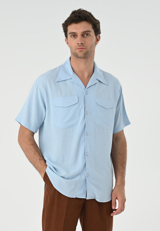 Antioch Men's Shirt with Apache Collar and Pocket Details