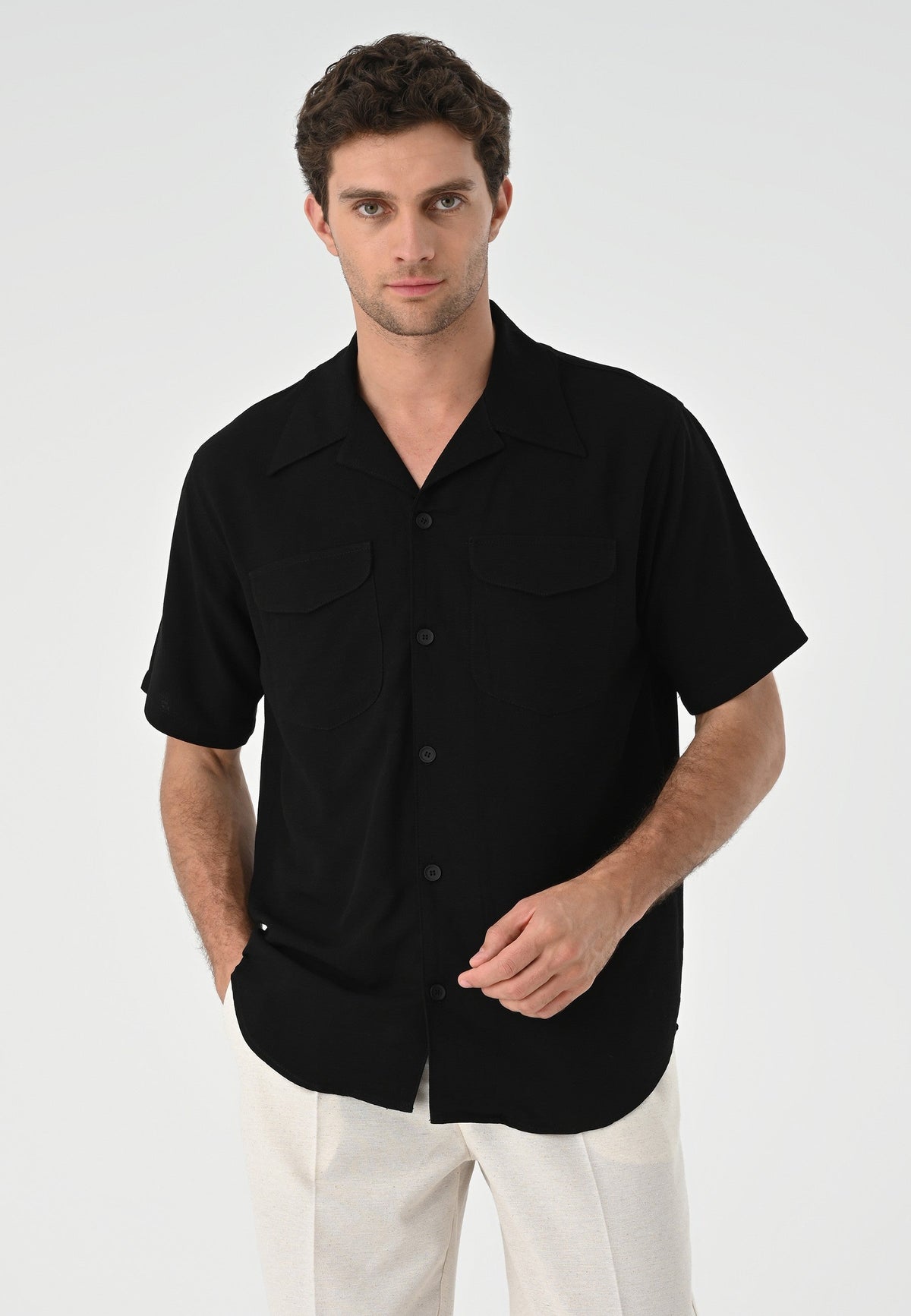 Antioch Men's Shirt with Apache Collar and Pocket Details