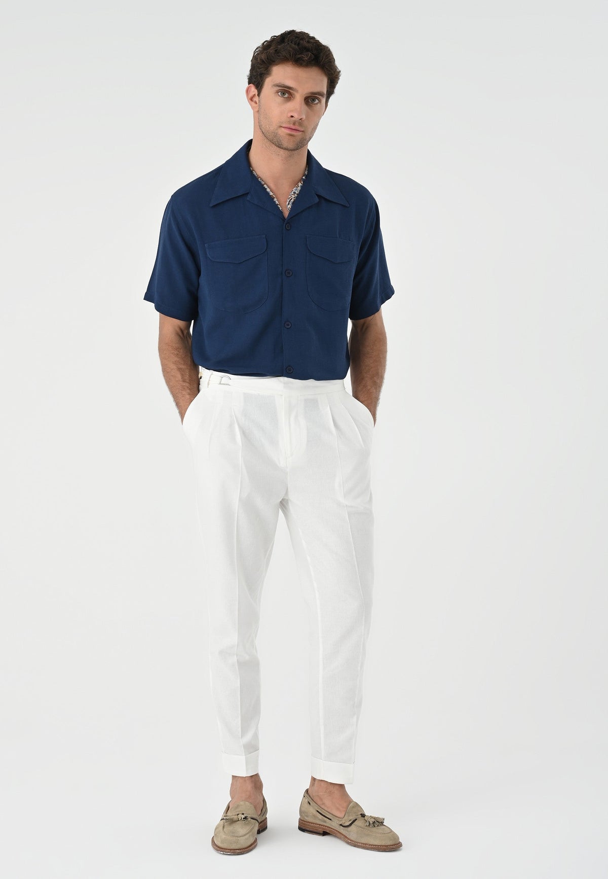 Antioch Men's Shirt with Apache Collar and Pocket Details