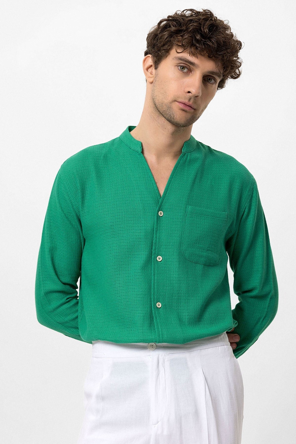 Antioch Crew-Neck Knitted Textured Men's Shirt