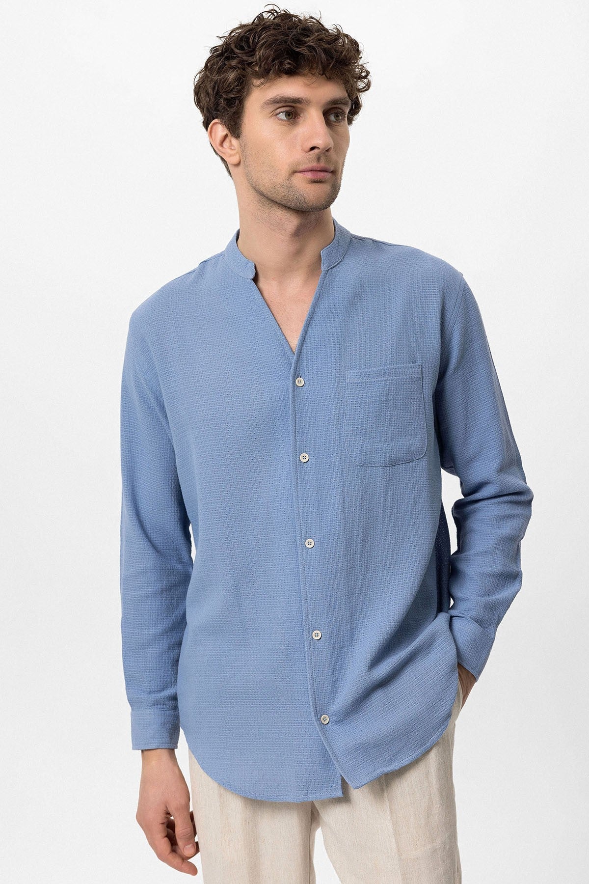 Antioch Crew-Neck Knitted Textured Men's Shirt
