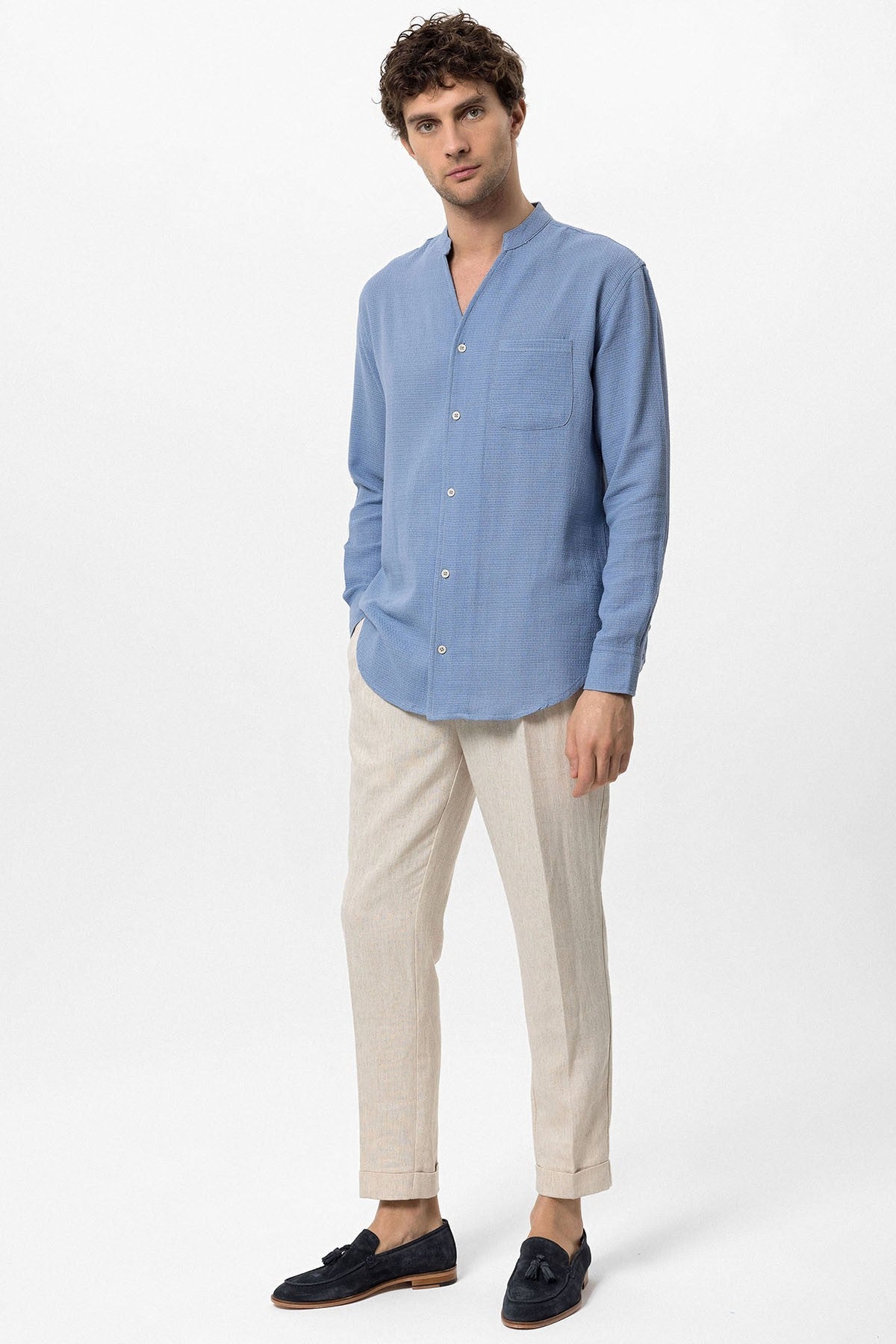 Antioch Crew-Neck Knitted Textured Men's Shirt