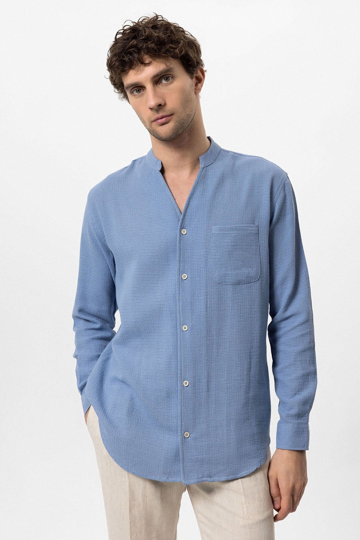 Antioch Crew-Neck Knitted Textured Men's Shirt