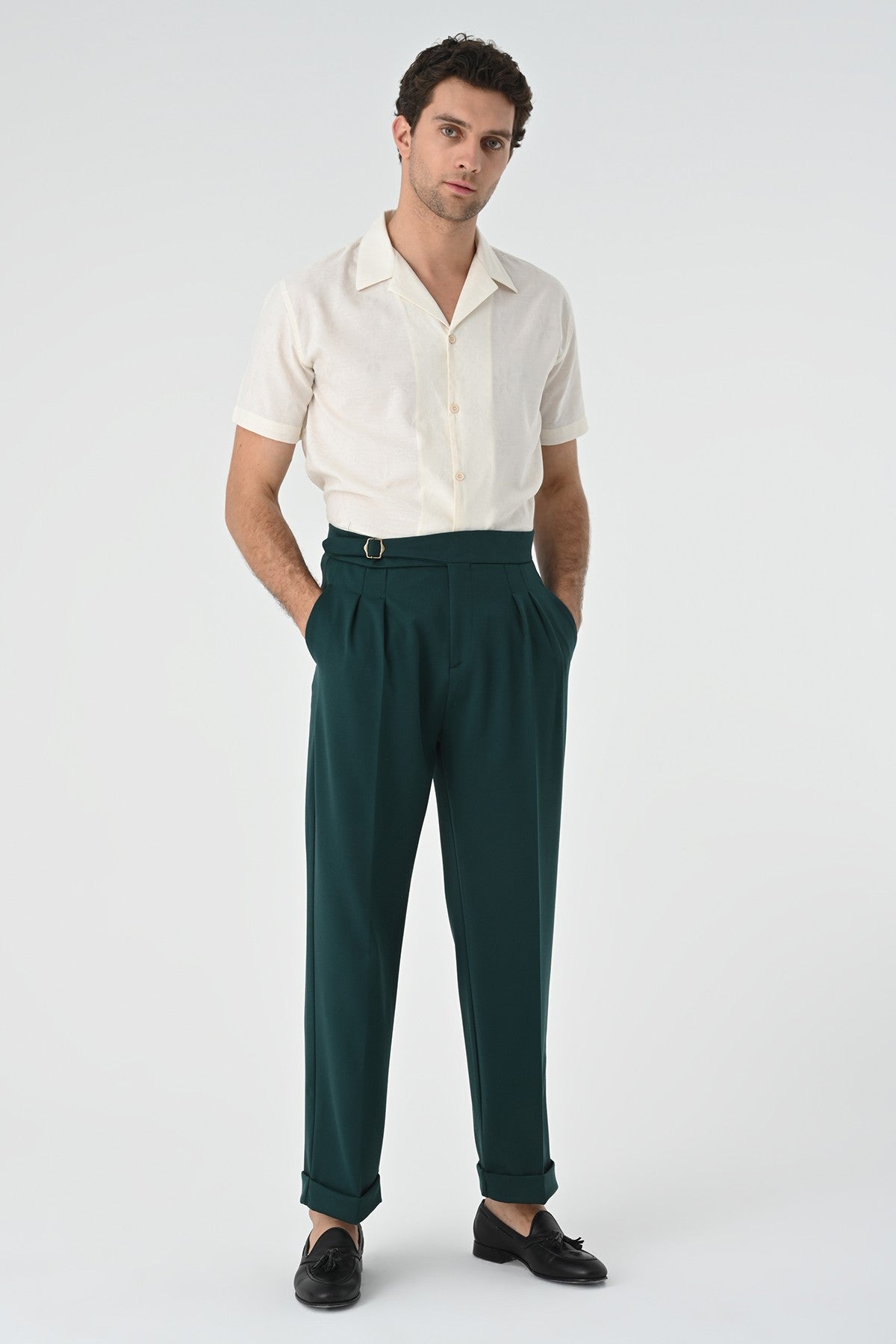 Antioch Toka Detailed Pleated High-Waisted Men's Pants